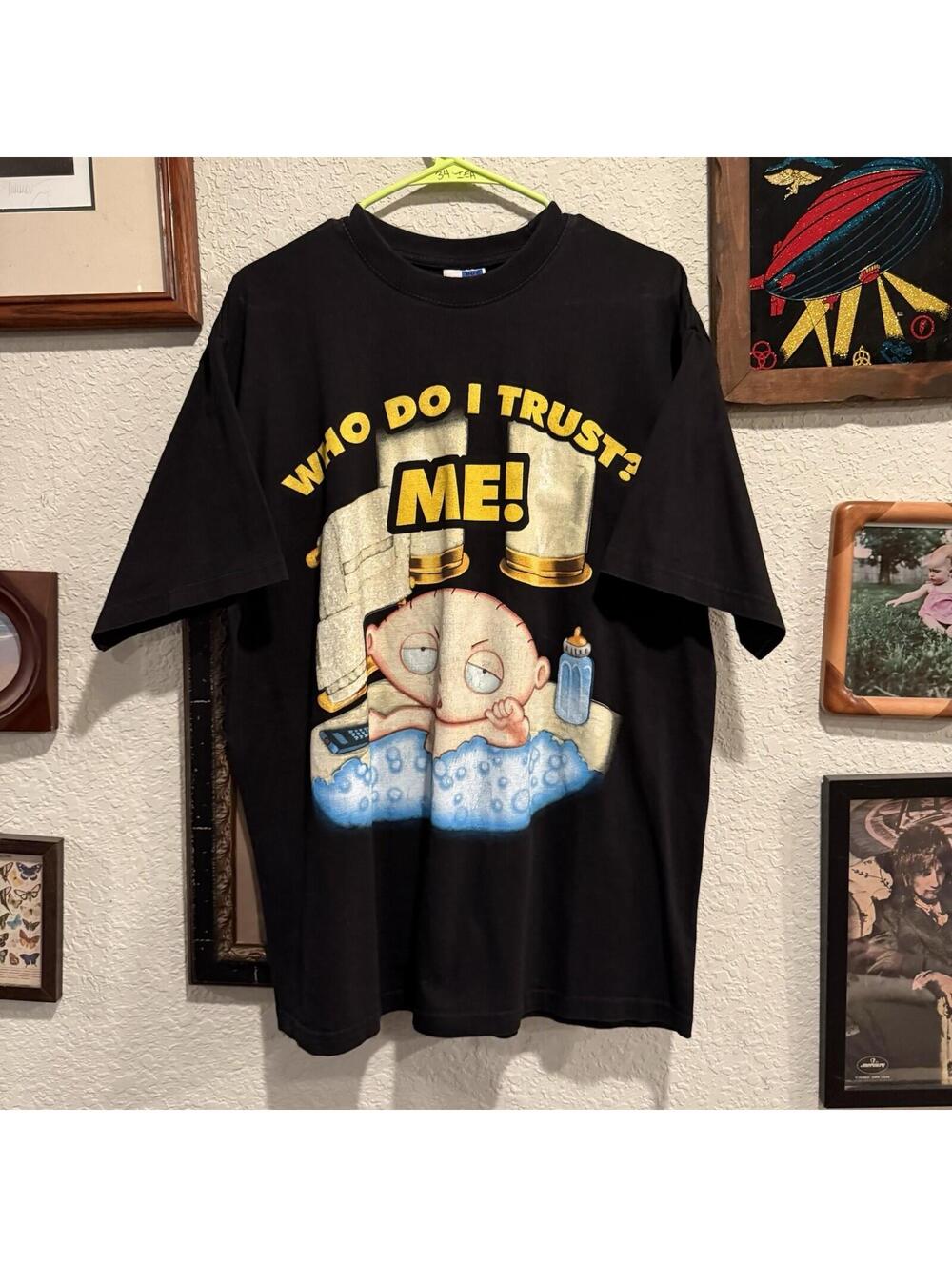 Vintage 00s Who Do I Trust? ME Stewie Griffin Family Guy Promo Shirt‎ Size XL